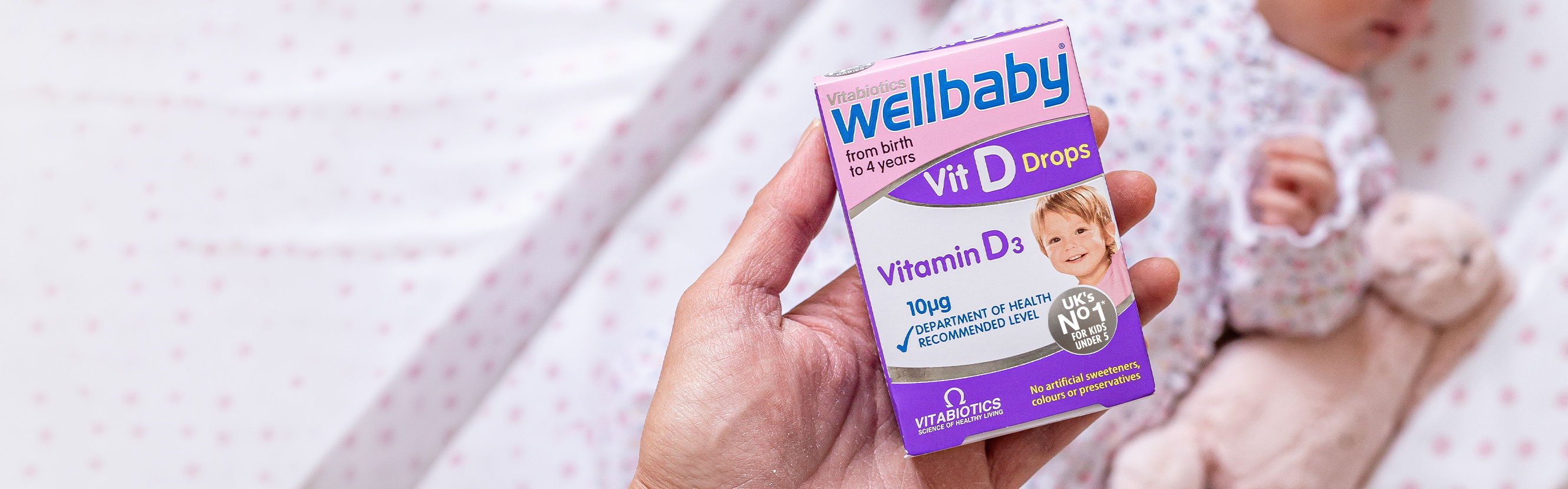  Getting Vitamin D into your baby’s diet isn’t always a fairy tale. But with Wellbaby Vitamin D Drops, we’ve taken a leaf out of Goldilocks’ book – not too much, not too little, just the right amount of Vitamin D as recommended by the UK Department of Health. 