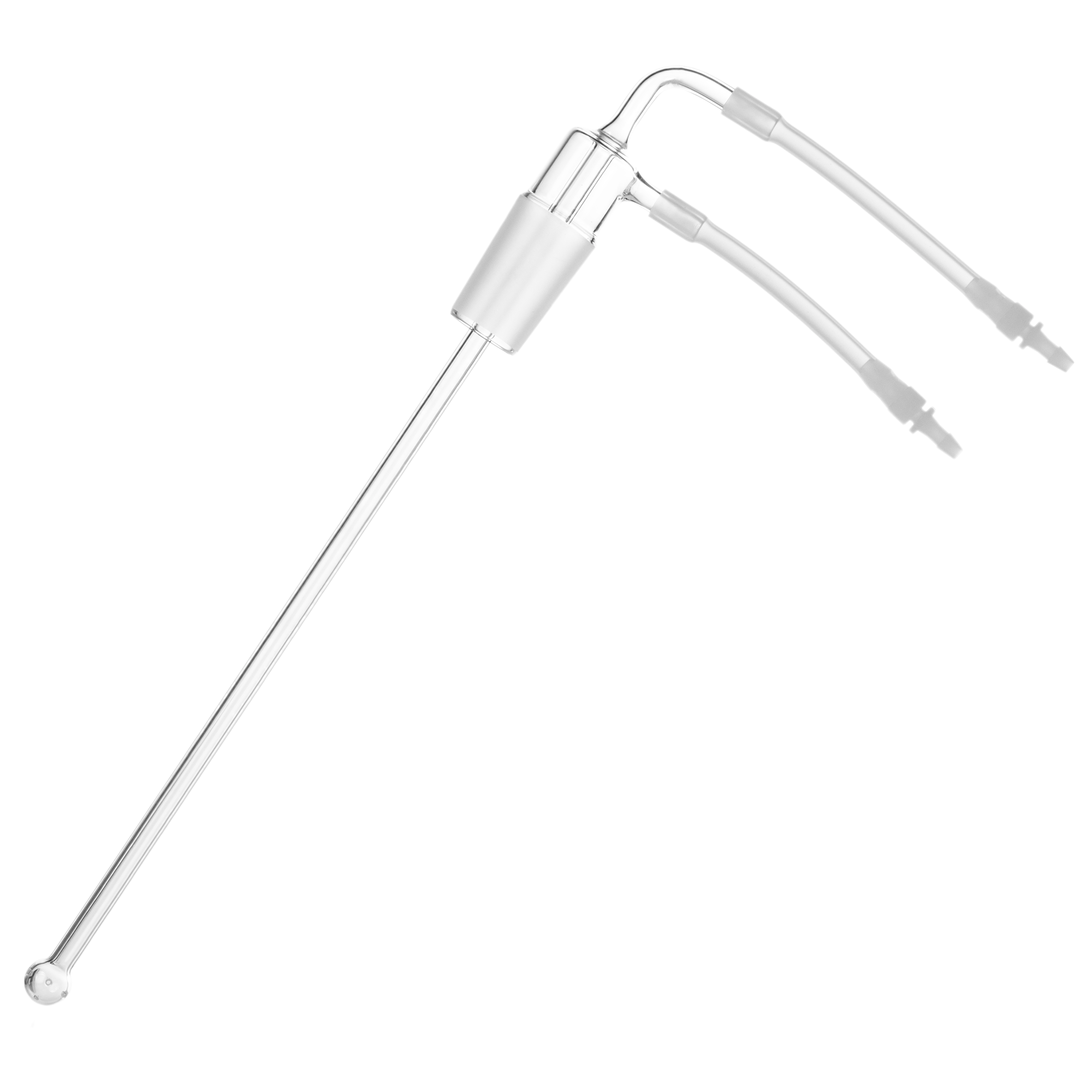 A medical instrument with multiple flexible tubes and connectors.