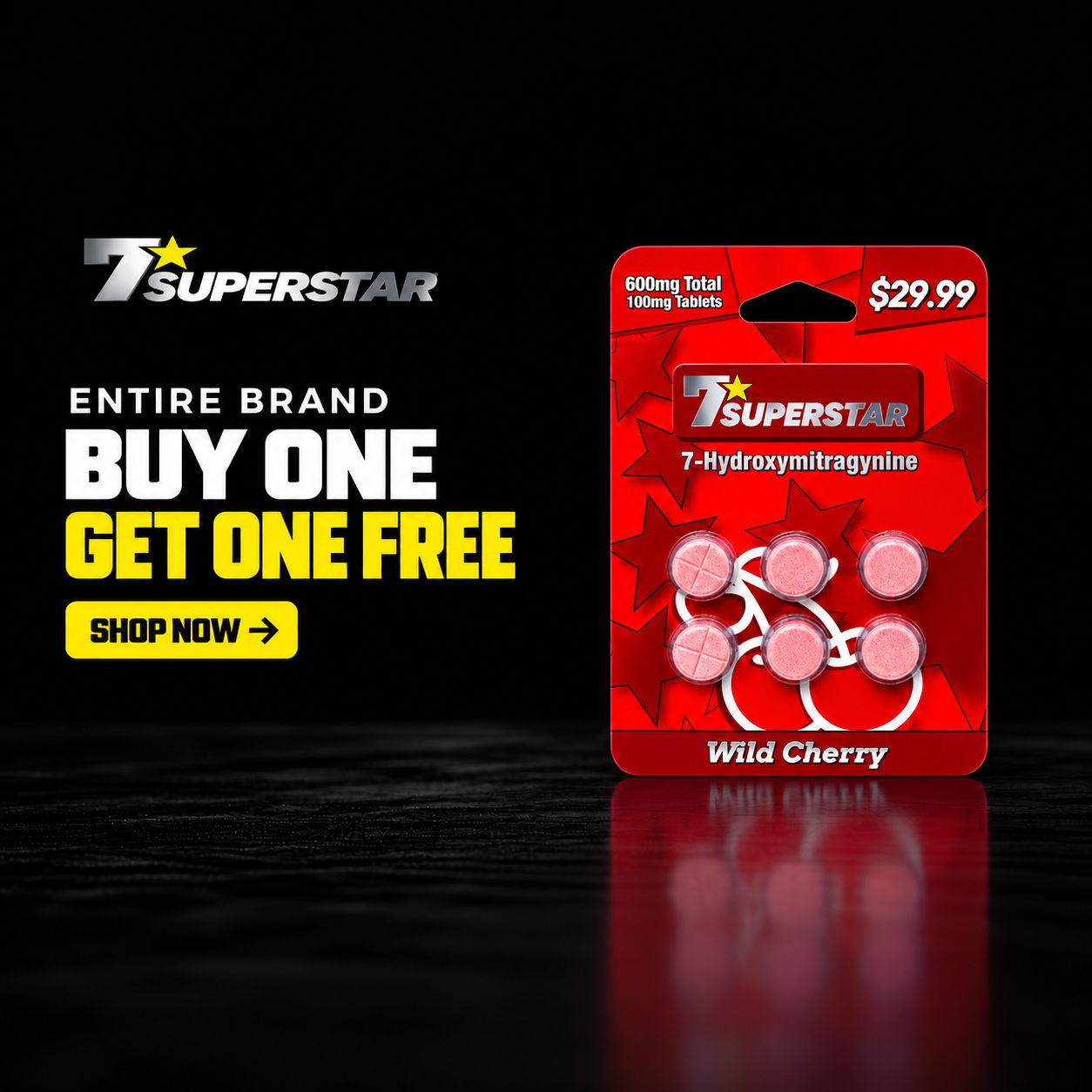 7SUPERSTAR product packaging with promotional offer for buy one get one free.