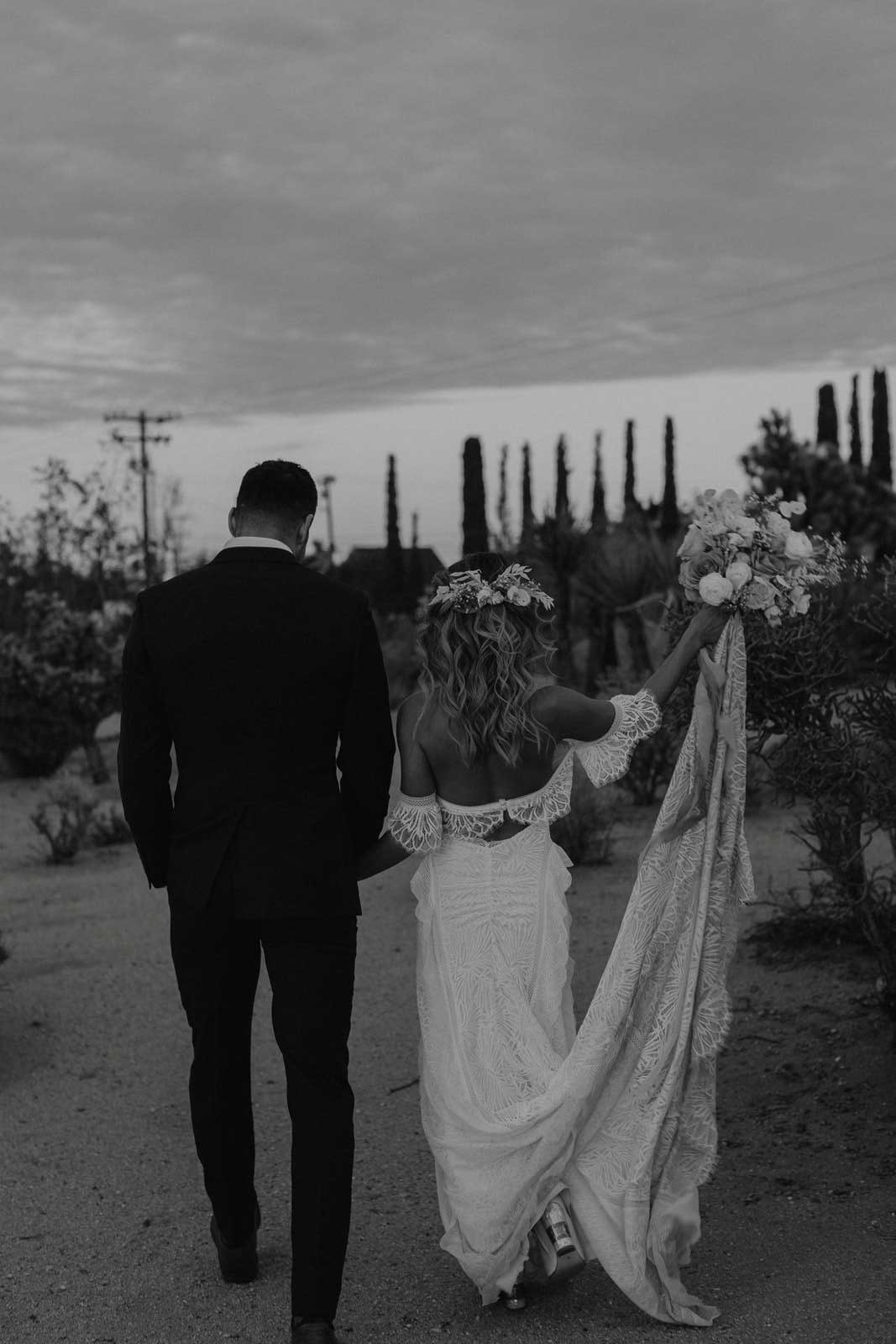 Bride and Groom walking away