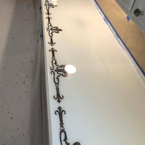 Glass like epoxy countertop mixed by hand