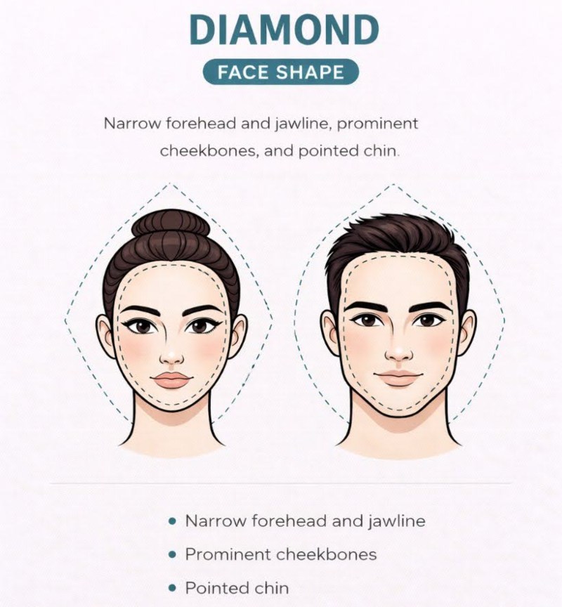 diamond face shape explainer for men and women