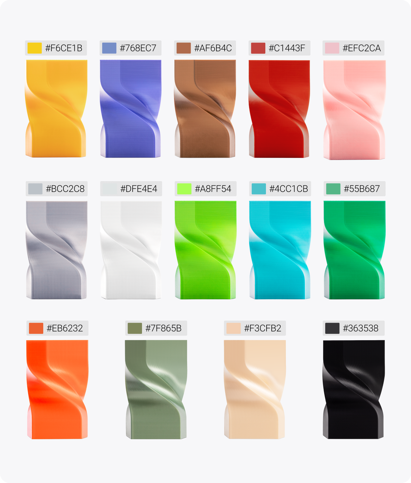 Color swatches in various shades arranged in a grid format.
