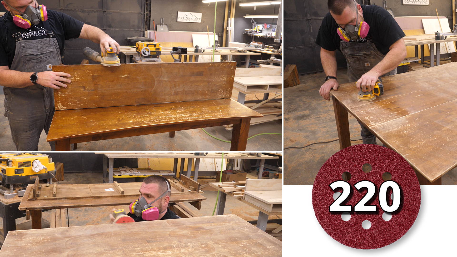 Step 2: Sand leaf and table surface - Use 220 grit sandpaper to roughen the surface for a strong mechanical bond.