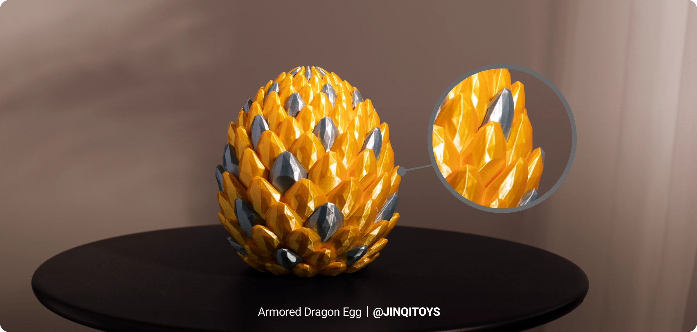 Silk PLA Filament (RFID) creates a glossy dragon egg with clean curved surfaces and standout fine details.