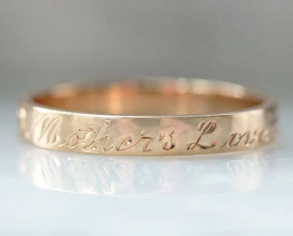 rose gold band with mothers love engraving