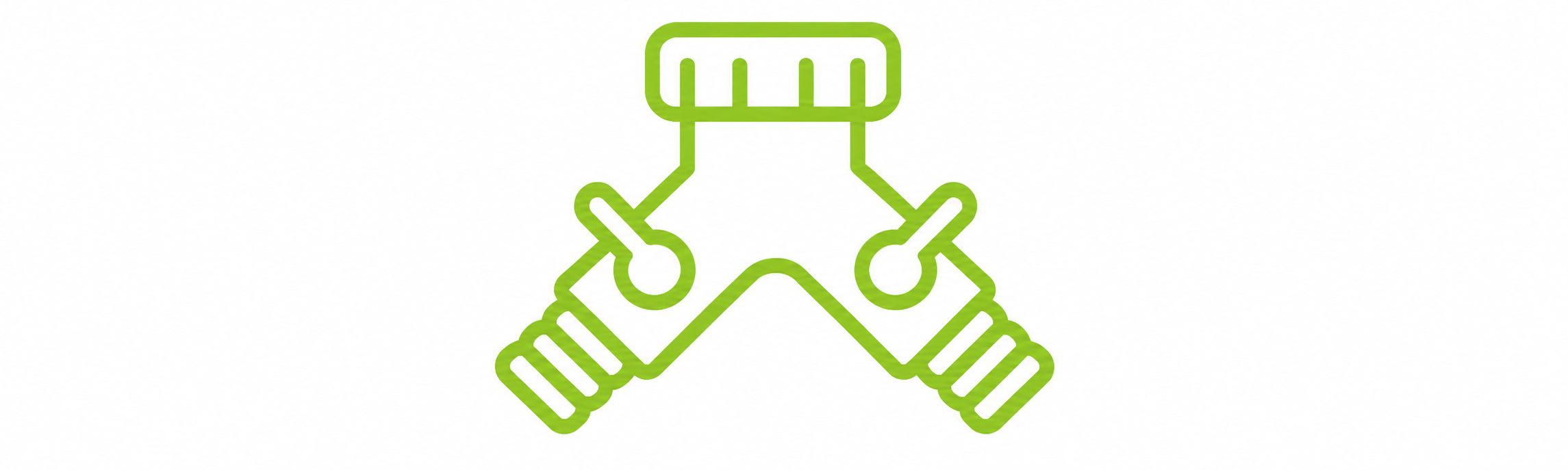 Green icon of a hose splitter with two outlets.