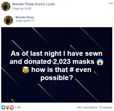 Brenda sewn achievement