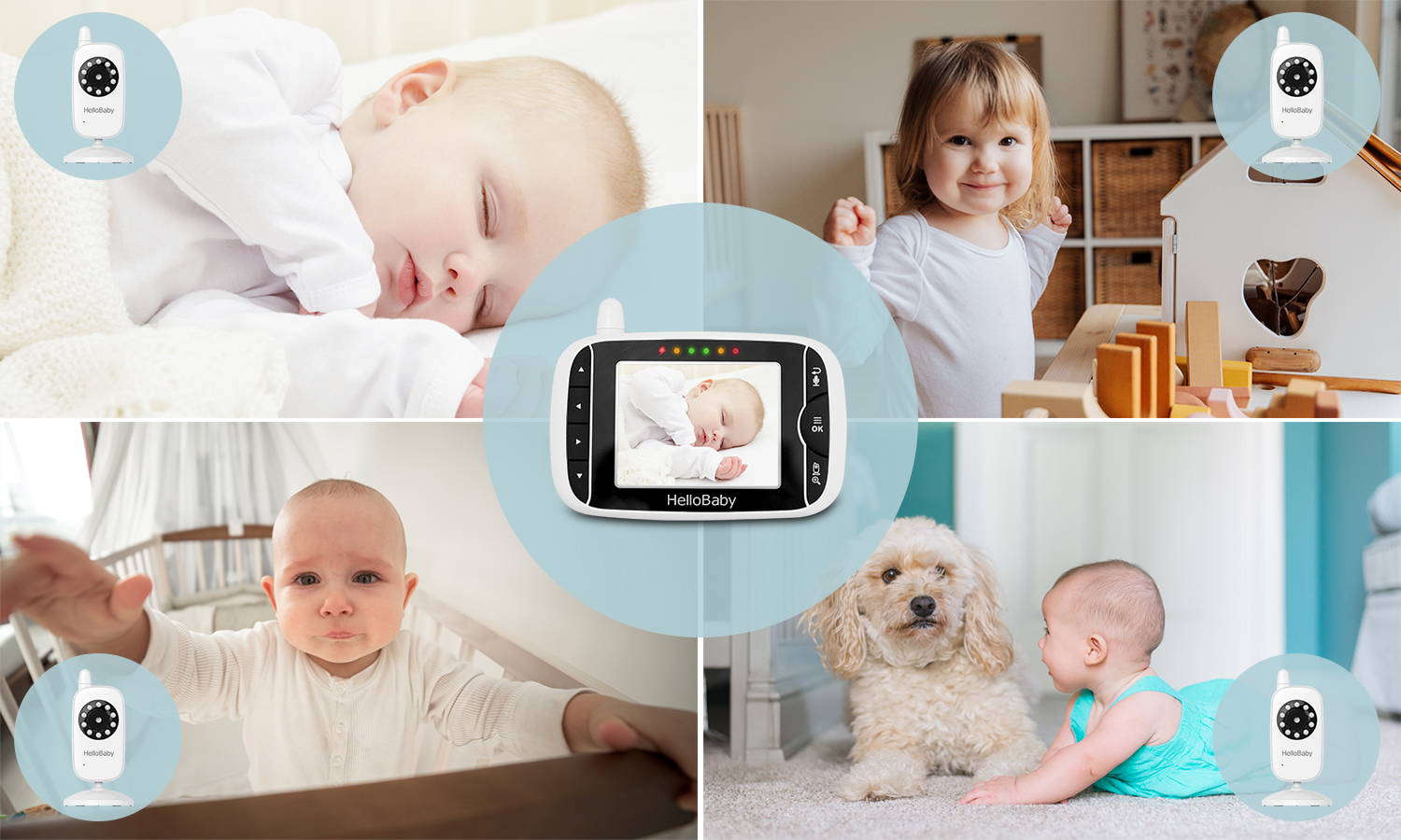 5 Baby Camera Monitor, Hello Baby Monitor with Cameras and Audio, 2  Cameras Remote Pan/ Tilt/ Zoom, VOX Mode, Night Vision, 2-Way Talk, 8  Lullabies, Temperature and 1000ft Range HB6550-Two Cams