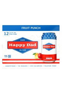 Packaging for Happy Dad Hard Seltzer in Fruit Punch flavor.