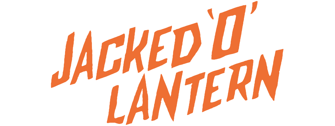 The words Jacked-O-Lantern in the color orange.