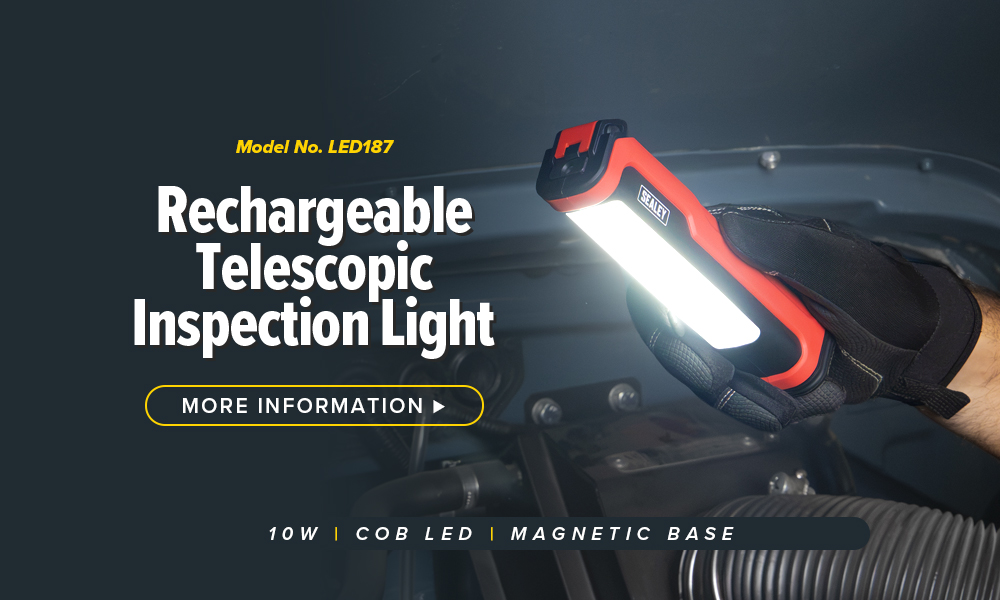 Rechargeable telescopic inspection light with magnetic base.