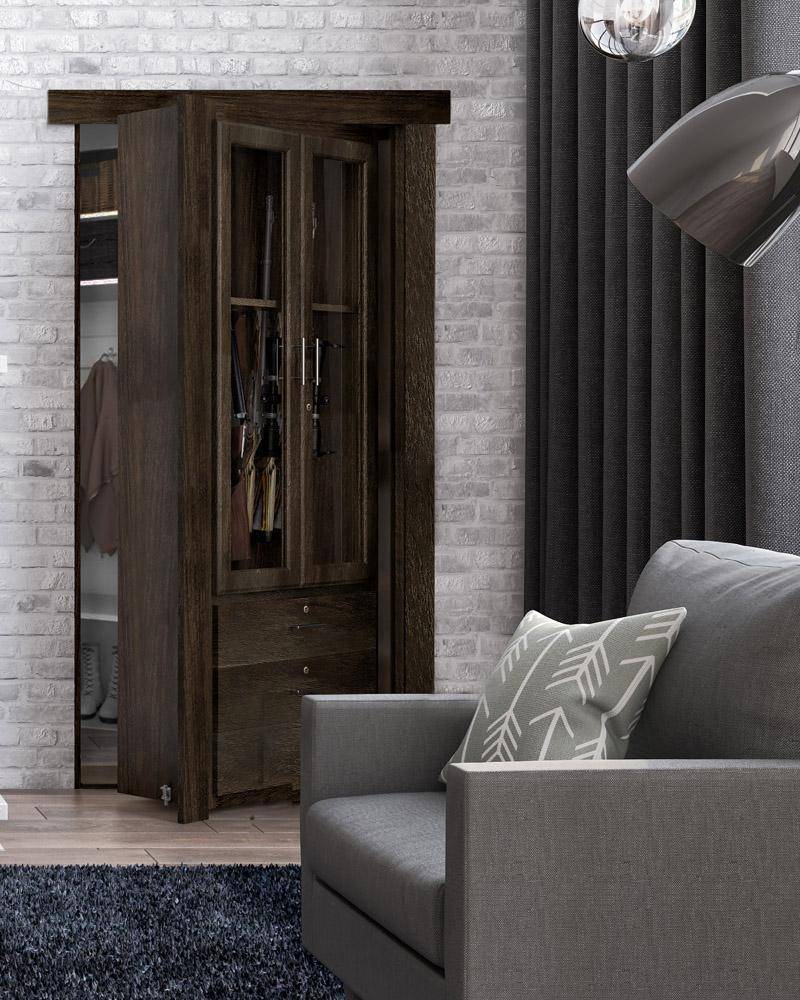 Hidden Flush Mount Paint Grade Gun Cabinet Door