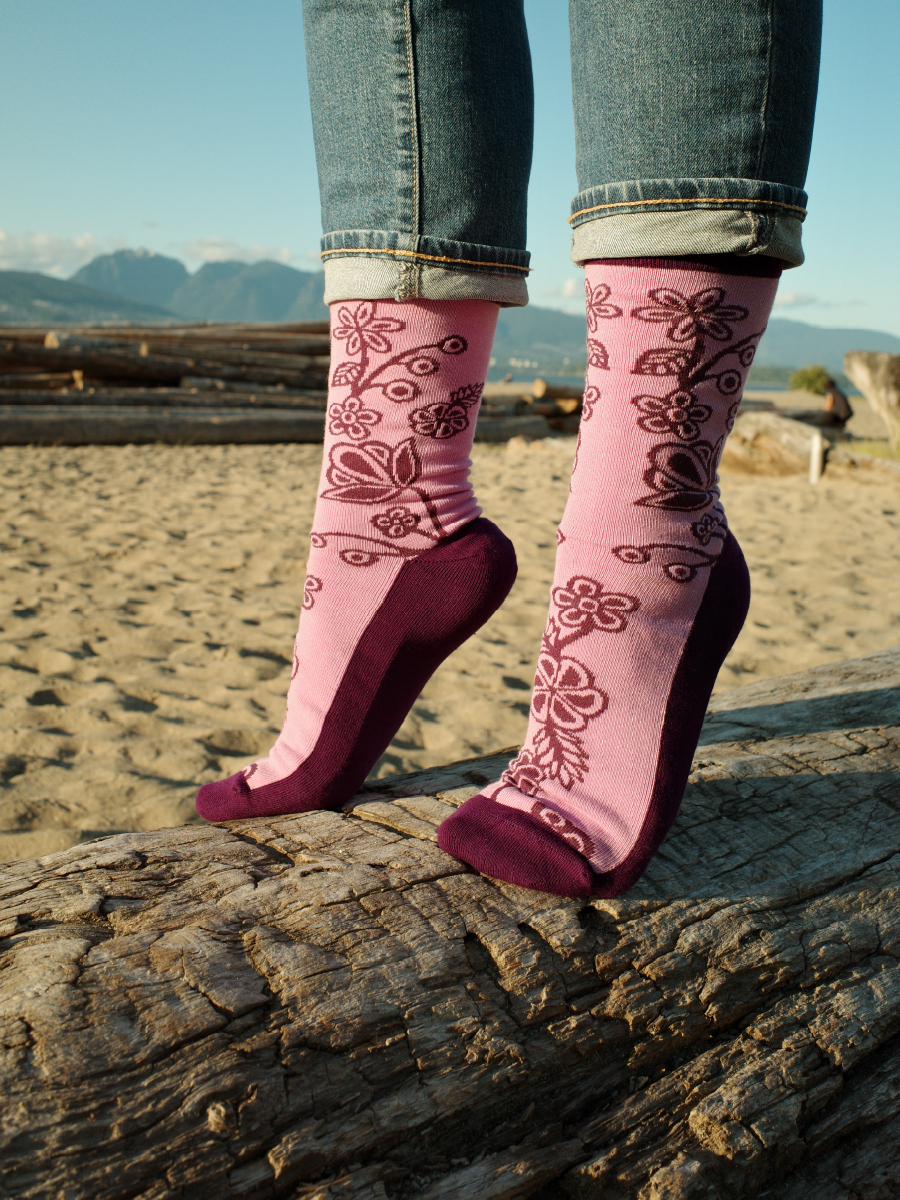 Ojibwe Florals Art Socks by Storm Angeconeb