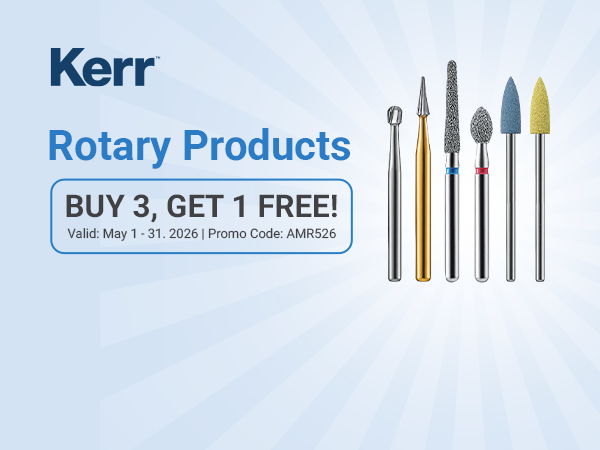 Kerr rotary products promotion: buy 3, get 1 free.