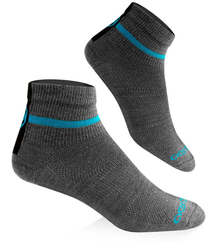 Side view heathered gray merino wool socks