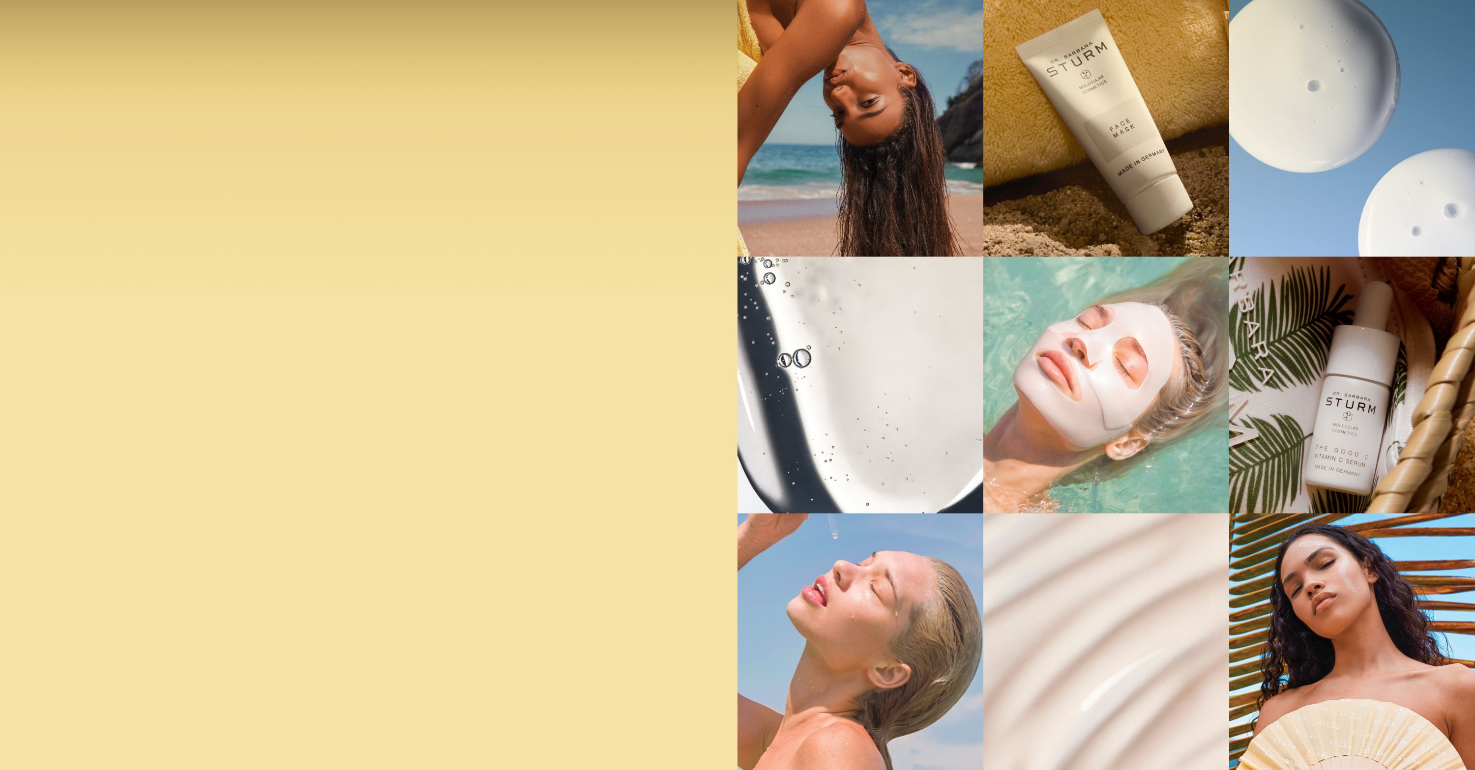 Collage of skincare products and women enjoying skincare routines.