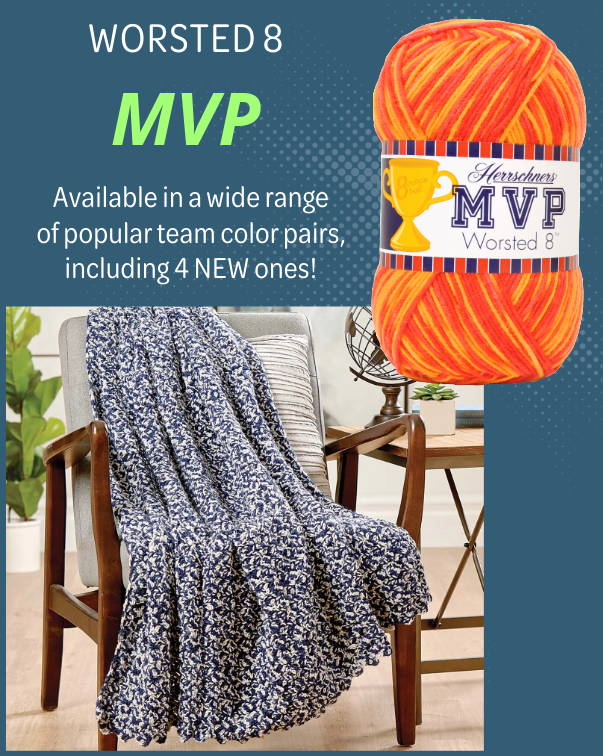 Herrschners MVP Worsted Yarn Collection. Cheer on your favorite teams with custom colors.