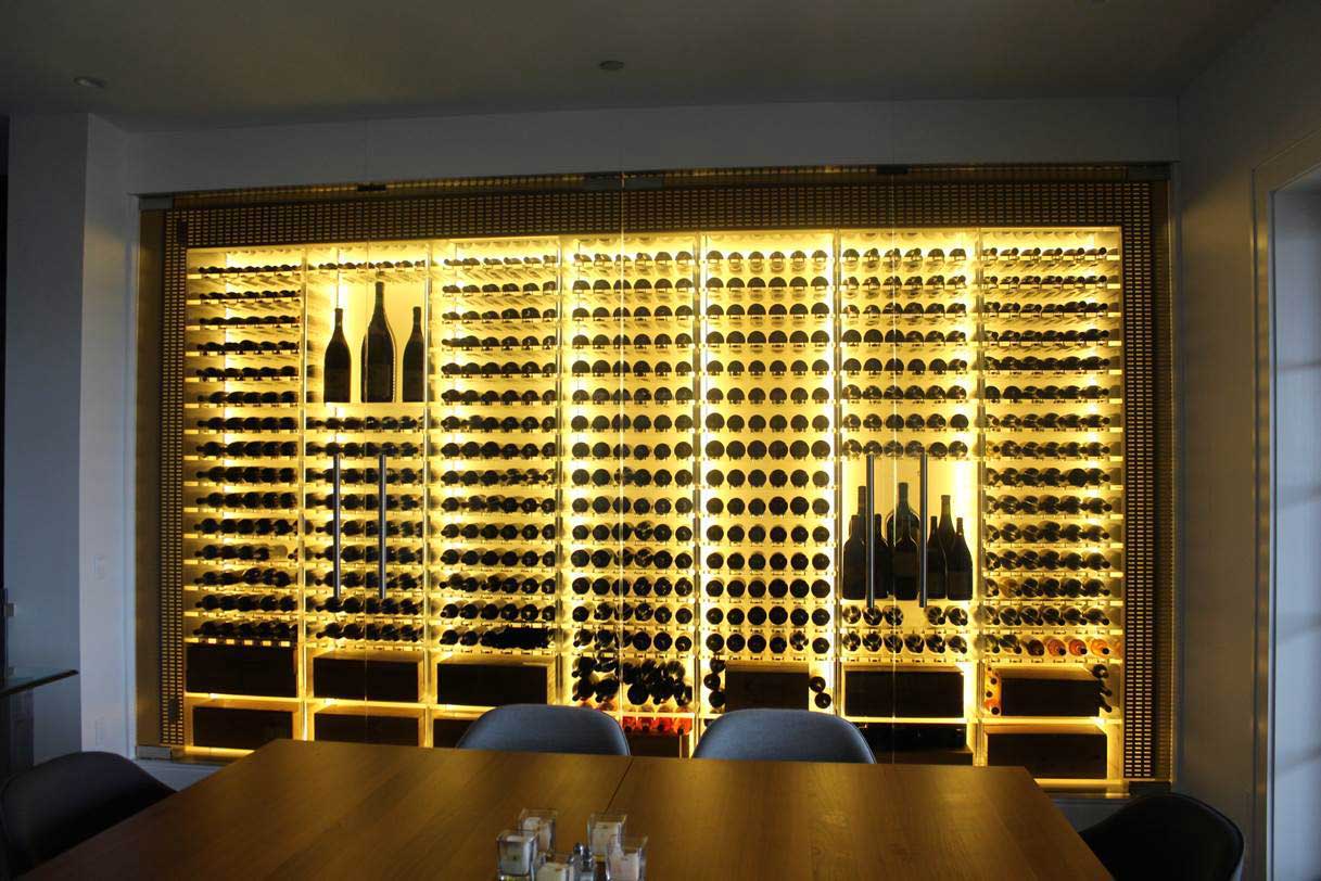 Luxury wine cellar with LED strip lights