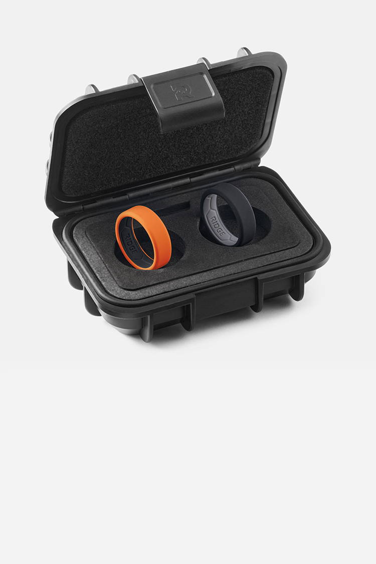 Basecamp Orange Ridge 8MM Silicon Ring inside a custom case