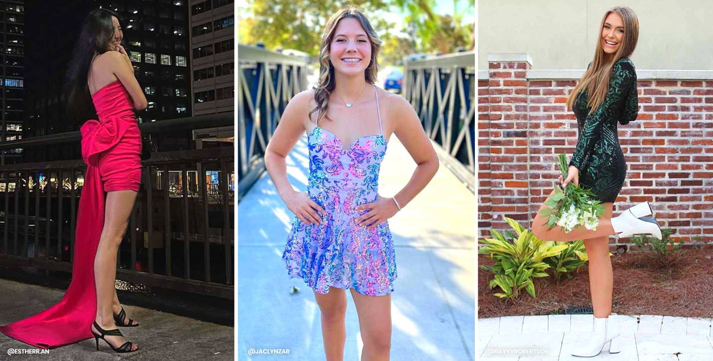 Get the Top 6 Homecoming Dress Trends for 2023 and HOCO dress inspo on the Windsor blog featuring customer UGC and trending looks!