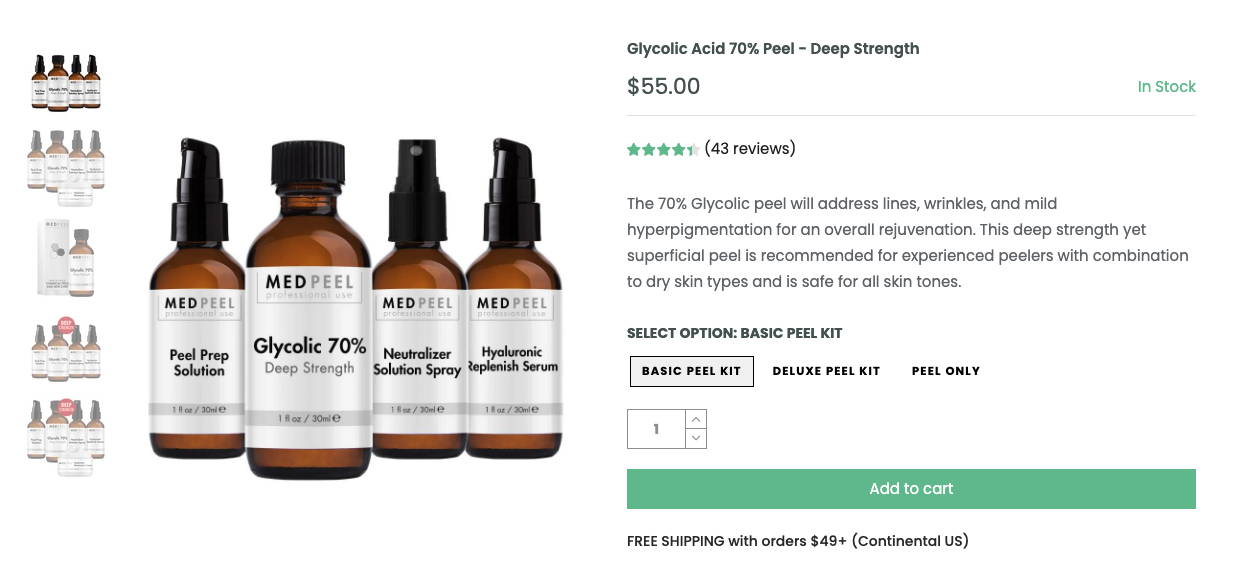 Glycolic Acid 70 Peel is a Deep Strength peel normally for