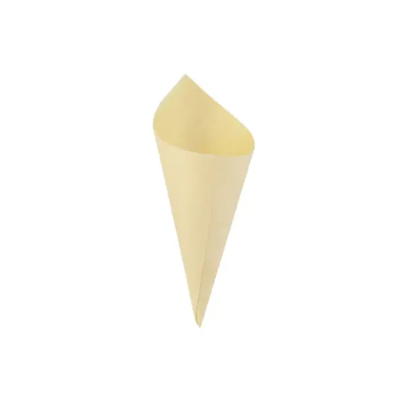 A small wooden food cone
