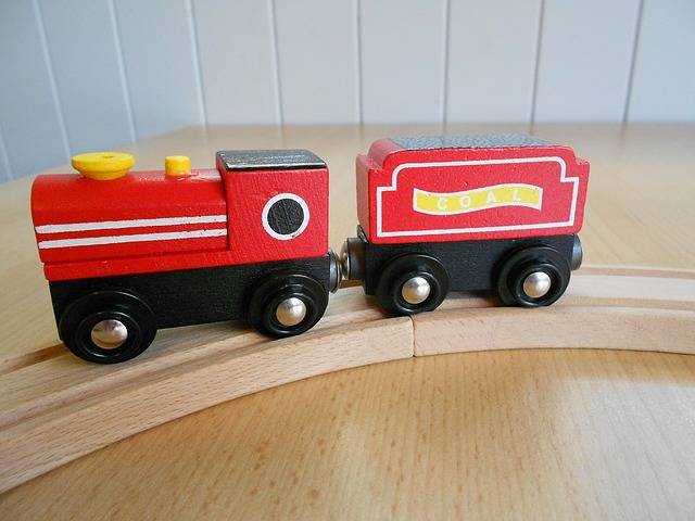 Toy Train On Tracks