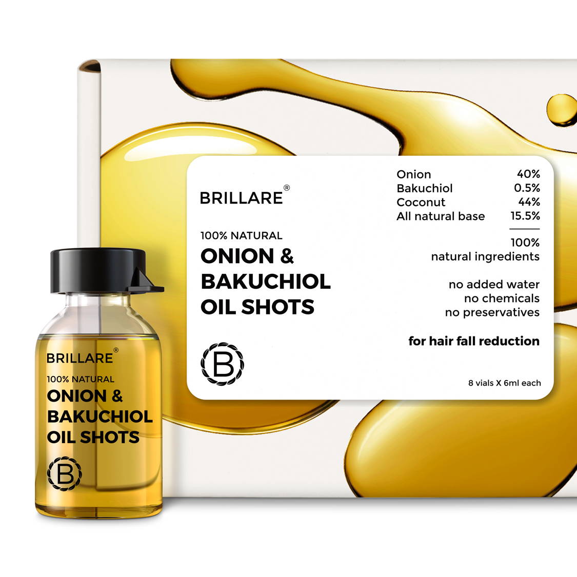 Onion & Bakuchiol Oil Shots for hair fall reduction | Brillare