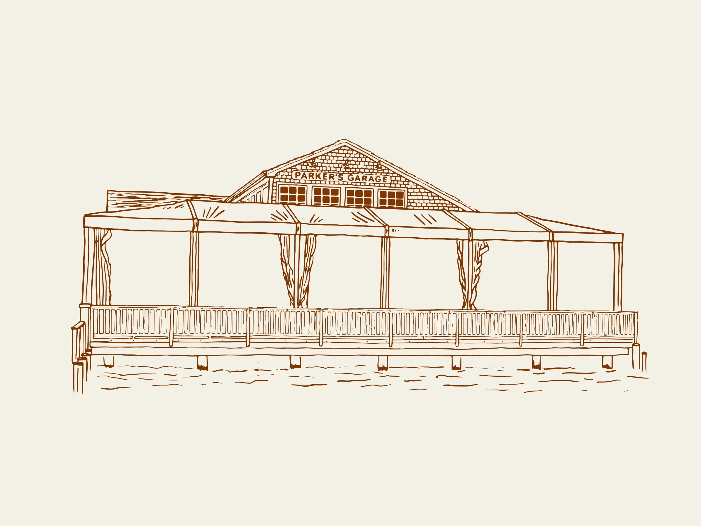 Wedding Venue Sketch | Wedding Illustration of Parker's Garage in Beach Haven