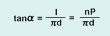 tan(leadangle)=lead/(pi*diameter)