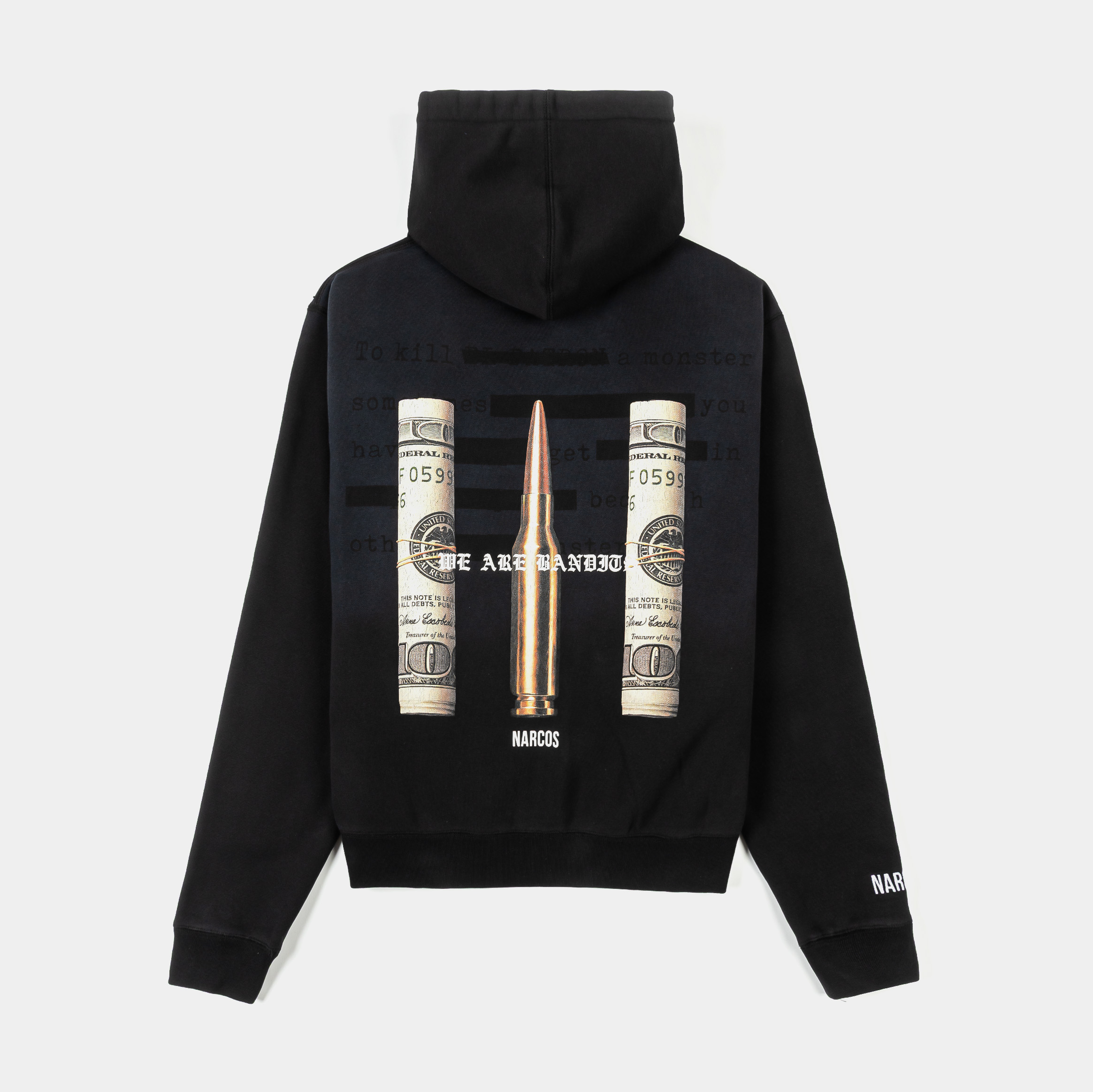 Black hoodie with the word 