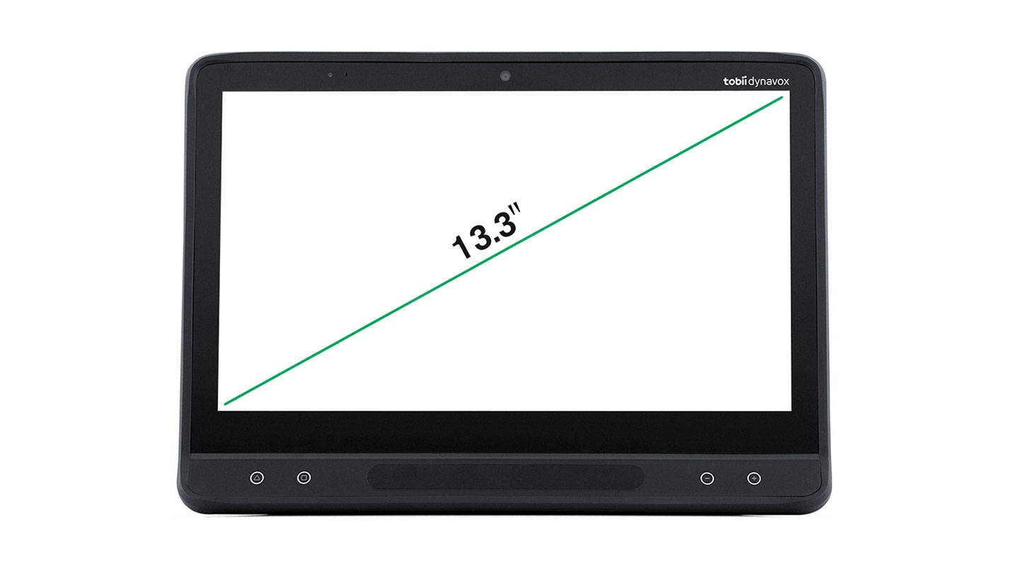 I-13 de Tobii Dynavox con medidas de tamaño 