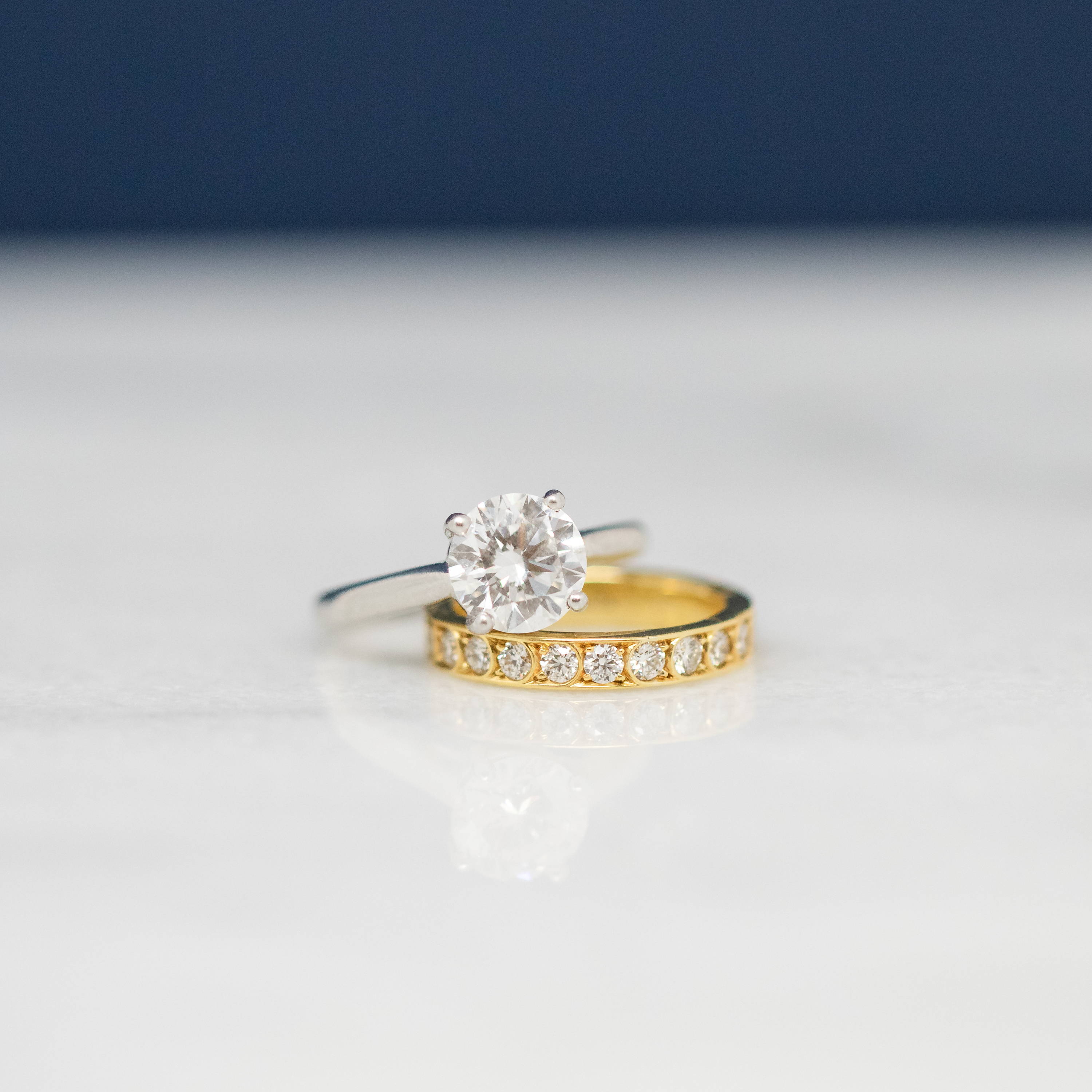 diamond engagement ring and wedding band