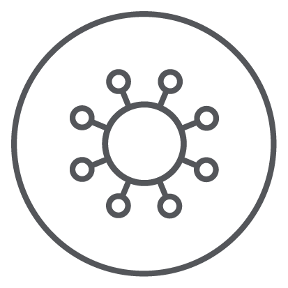 Icon of a virus or microorganism with protruding elements.