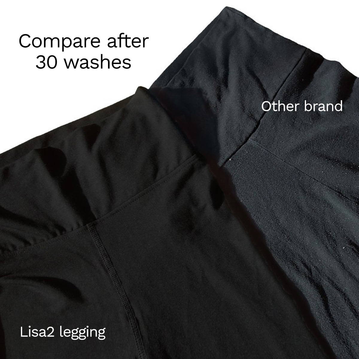 A comparison image between Miik and another brand after 30 washes to show Miik's quality.