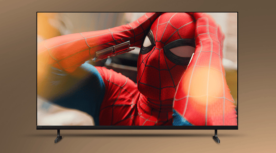 Image of a TV displaying a character in a Spider-Man costume.
