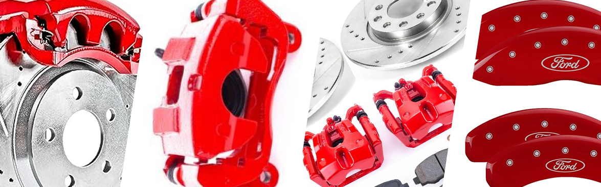 Photo collage of brake calipers. 