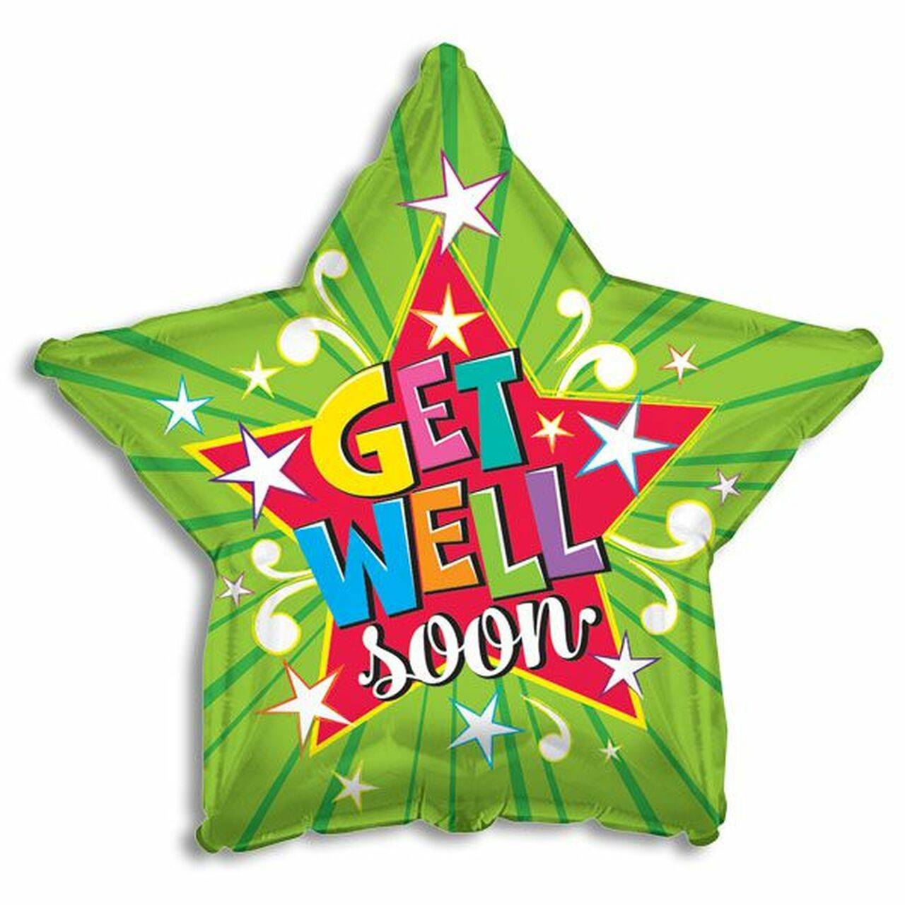 Get Well Soon Star-Shaped Mylar Balloon