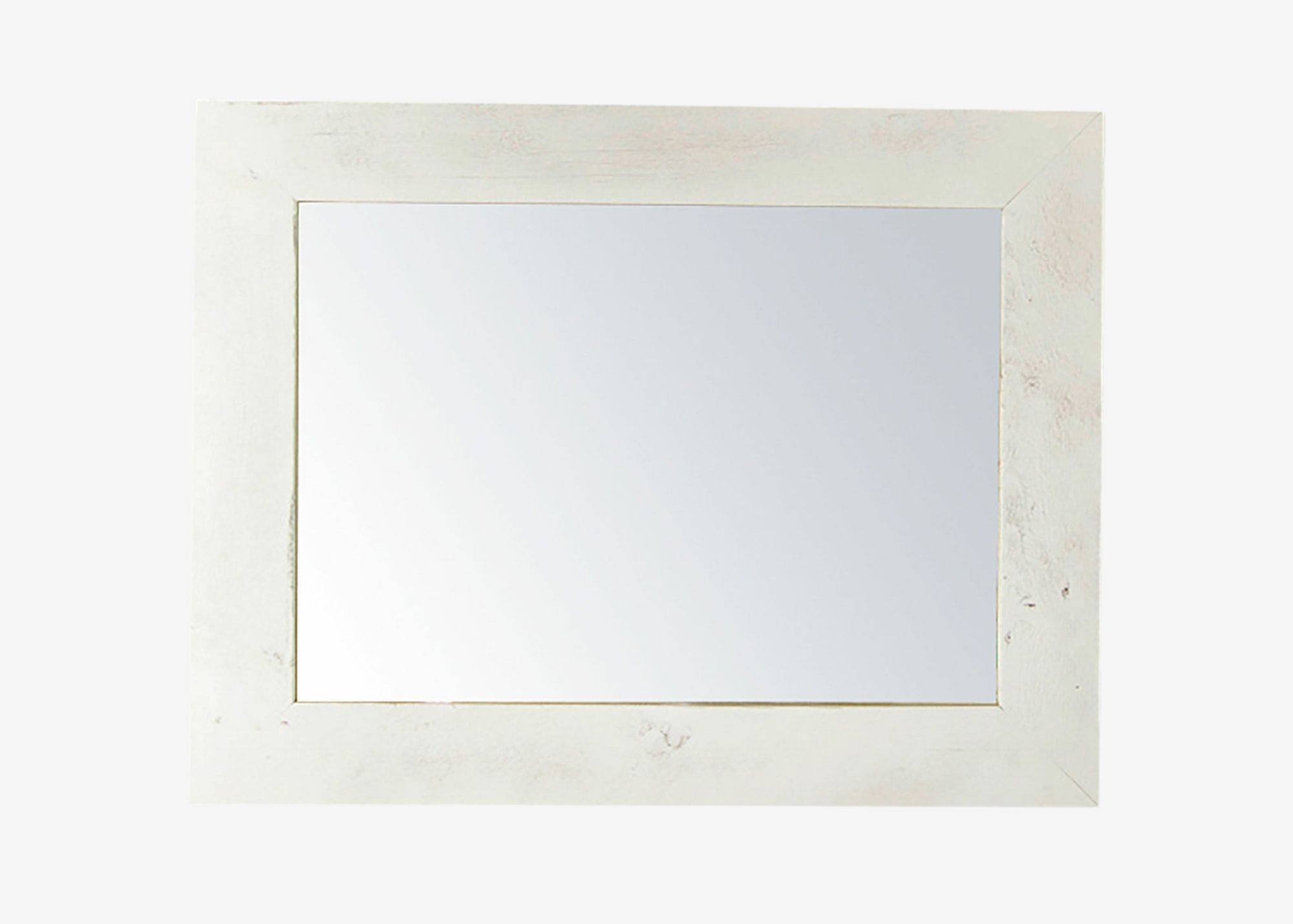 wide white vanity mirror with white wood frame
