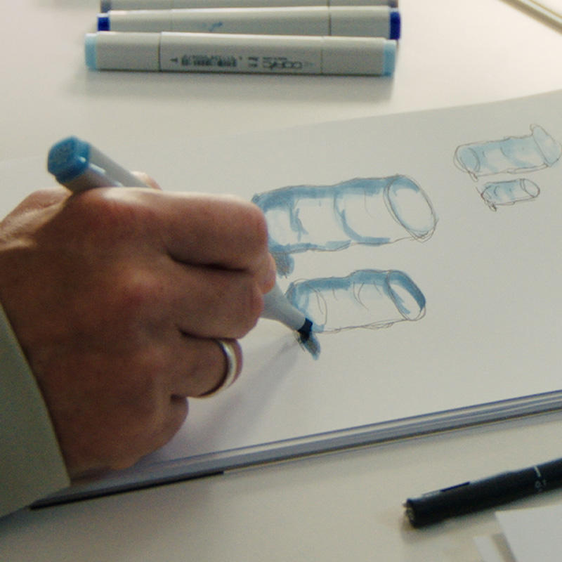 A hand drawing with markers on a sketchbook.