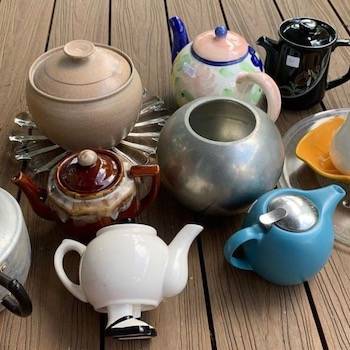 A selection of teapots to mosaic