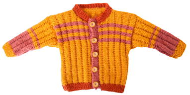 Example of sweater that has been blocked to finish the project.