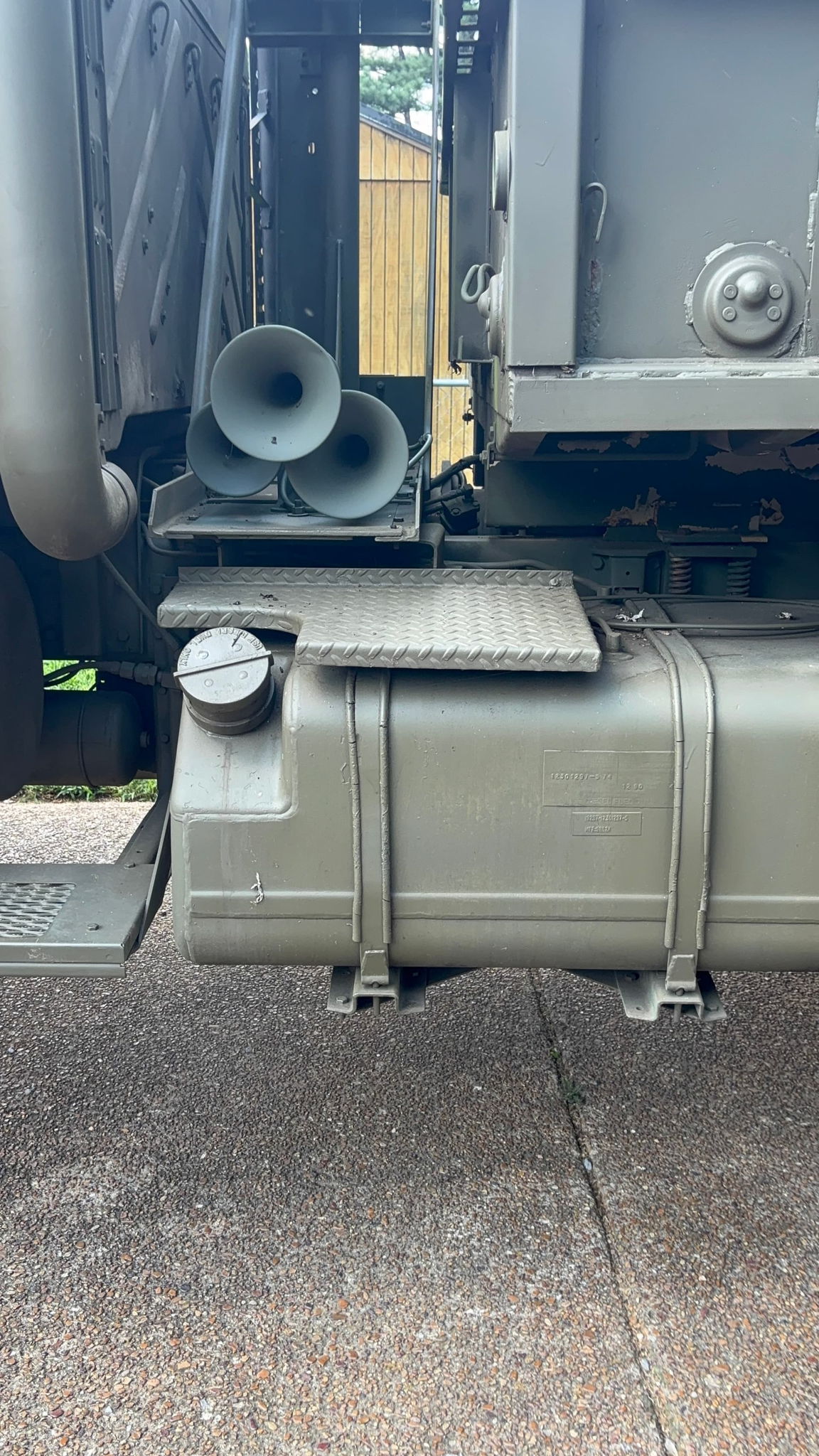 Outlaw Train Horn installed on 1991 BMY M923A2 5-Ton Military 6x6 Cargo Truck