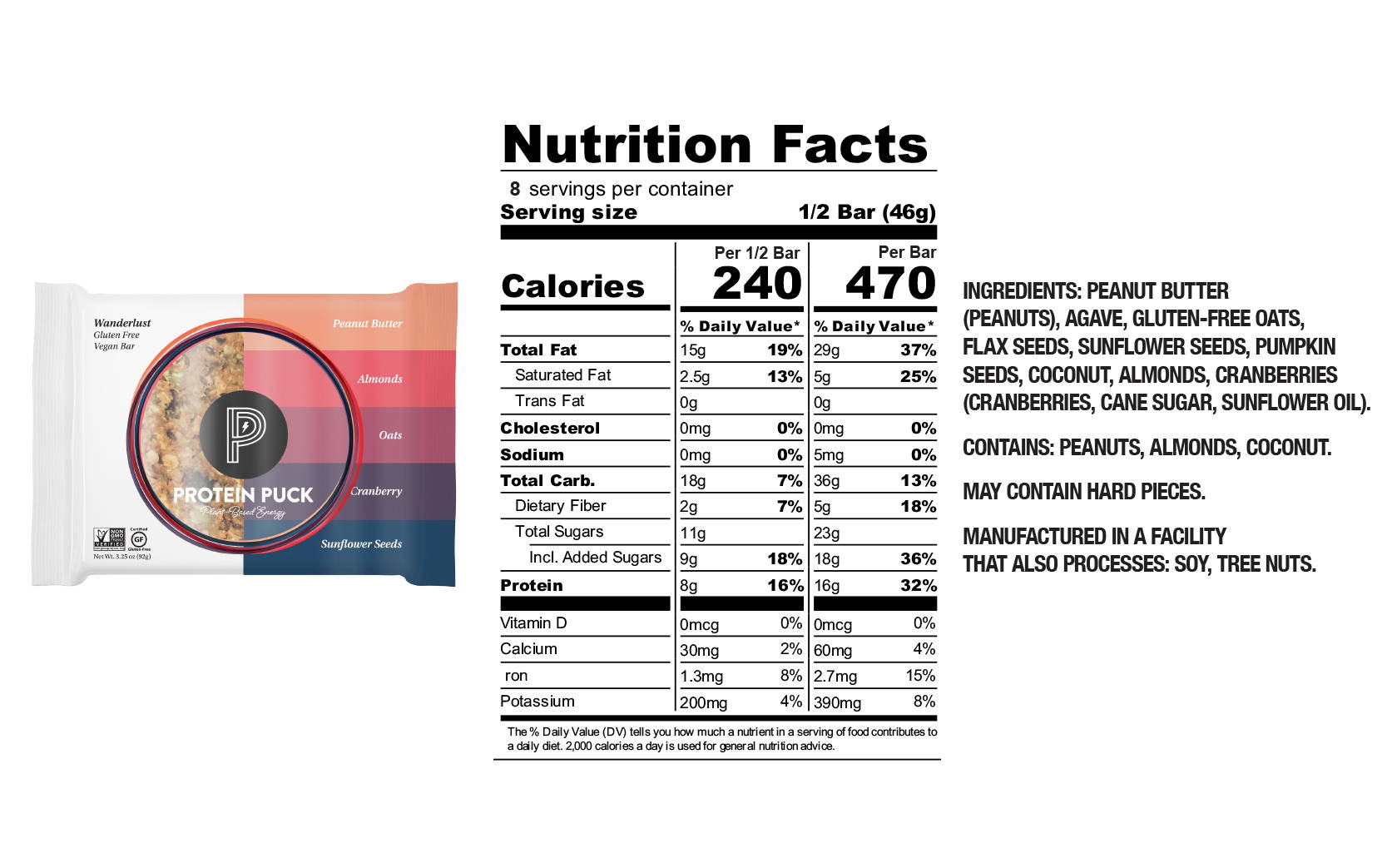 Variety Pack's Wanderlust Nutrition Facts 