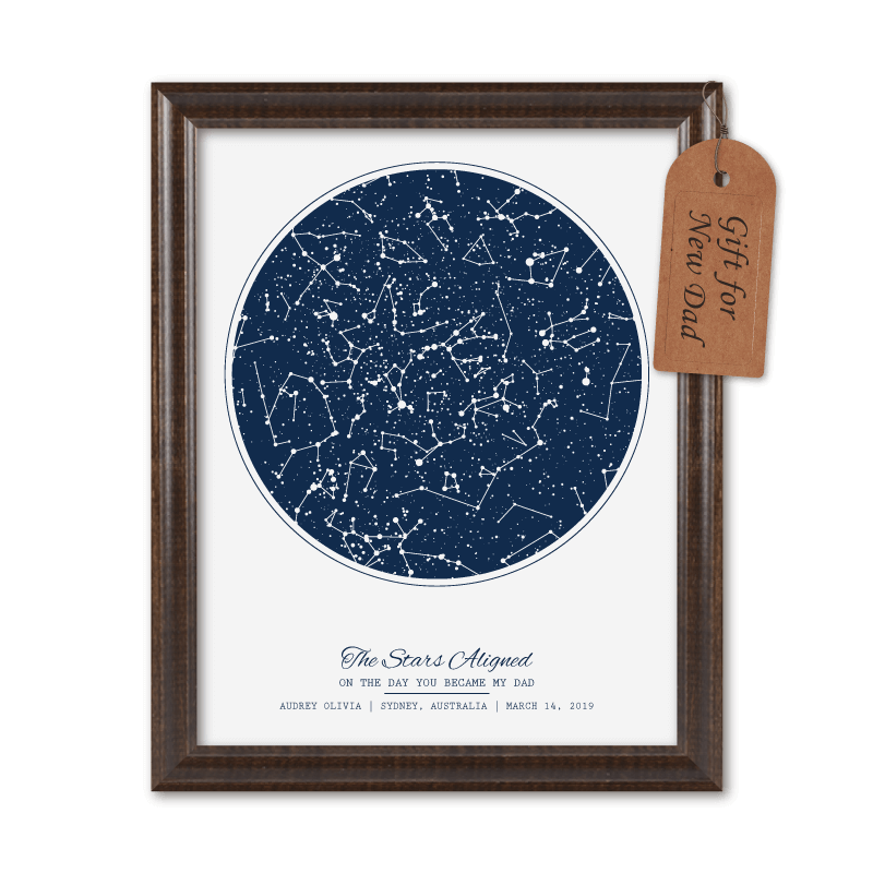 Personalized Gift for New Dad, Night Sky Star Map