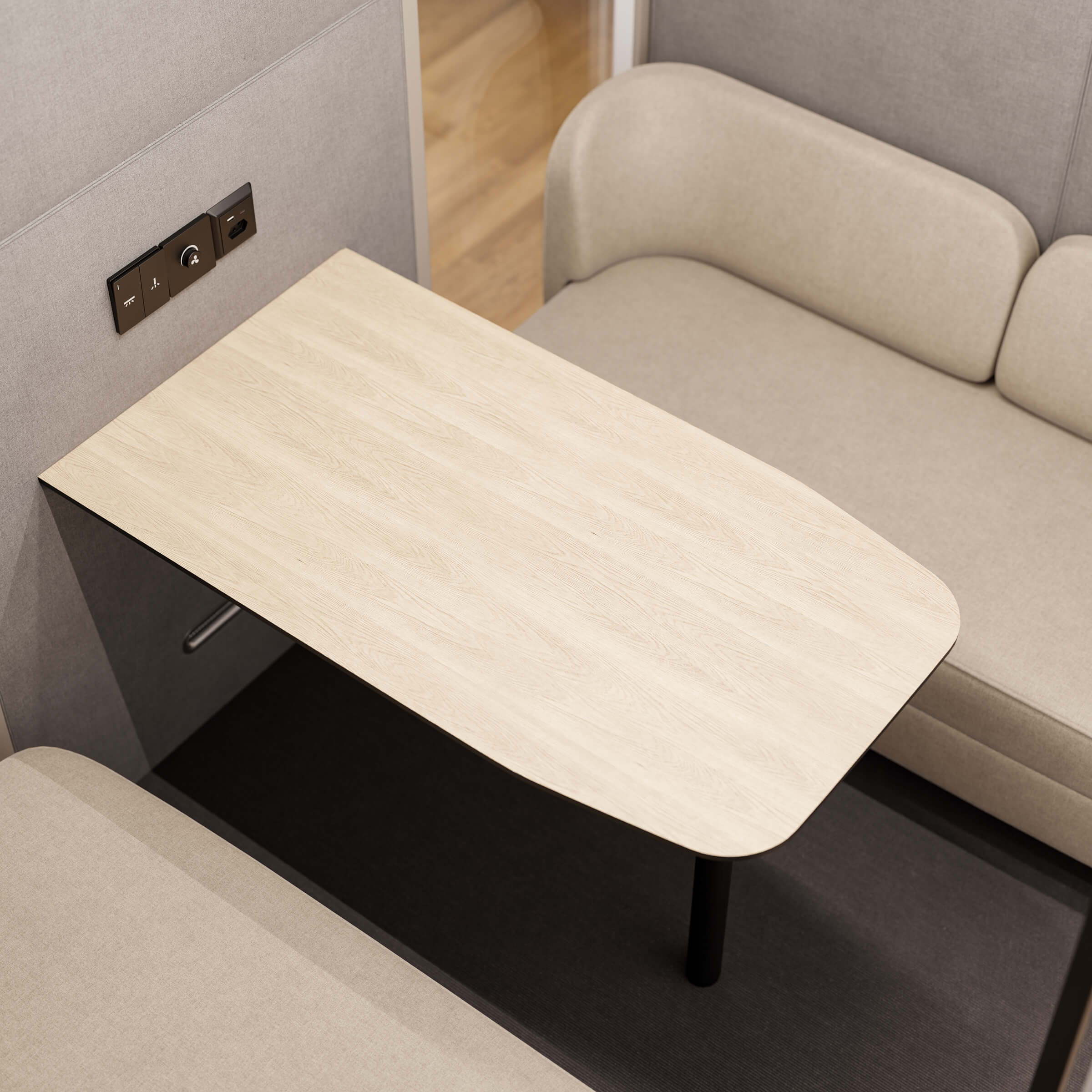A medium shot of the table in the Focus acoustic pod by ofinto 