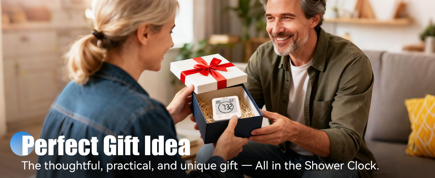 Man giving a gift to a woman, both smiling.