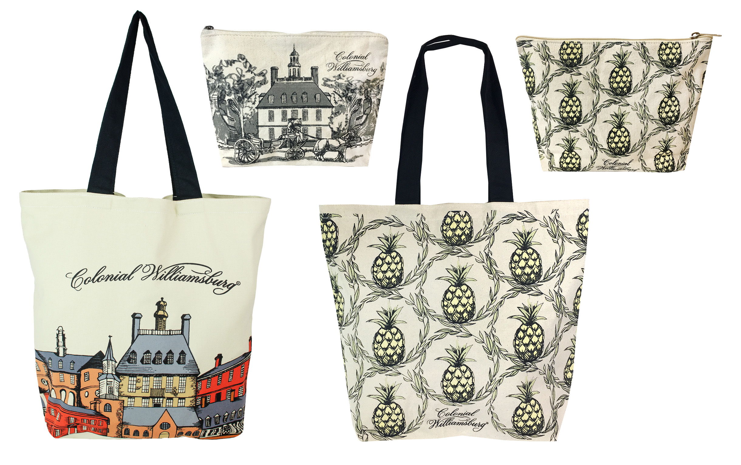 Colonial Williamsburg Canvas Totes and Zippered Pouches