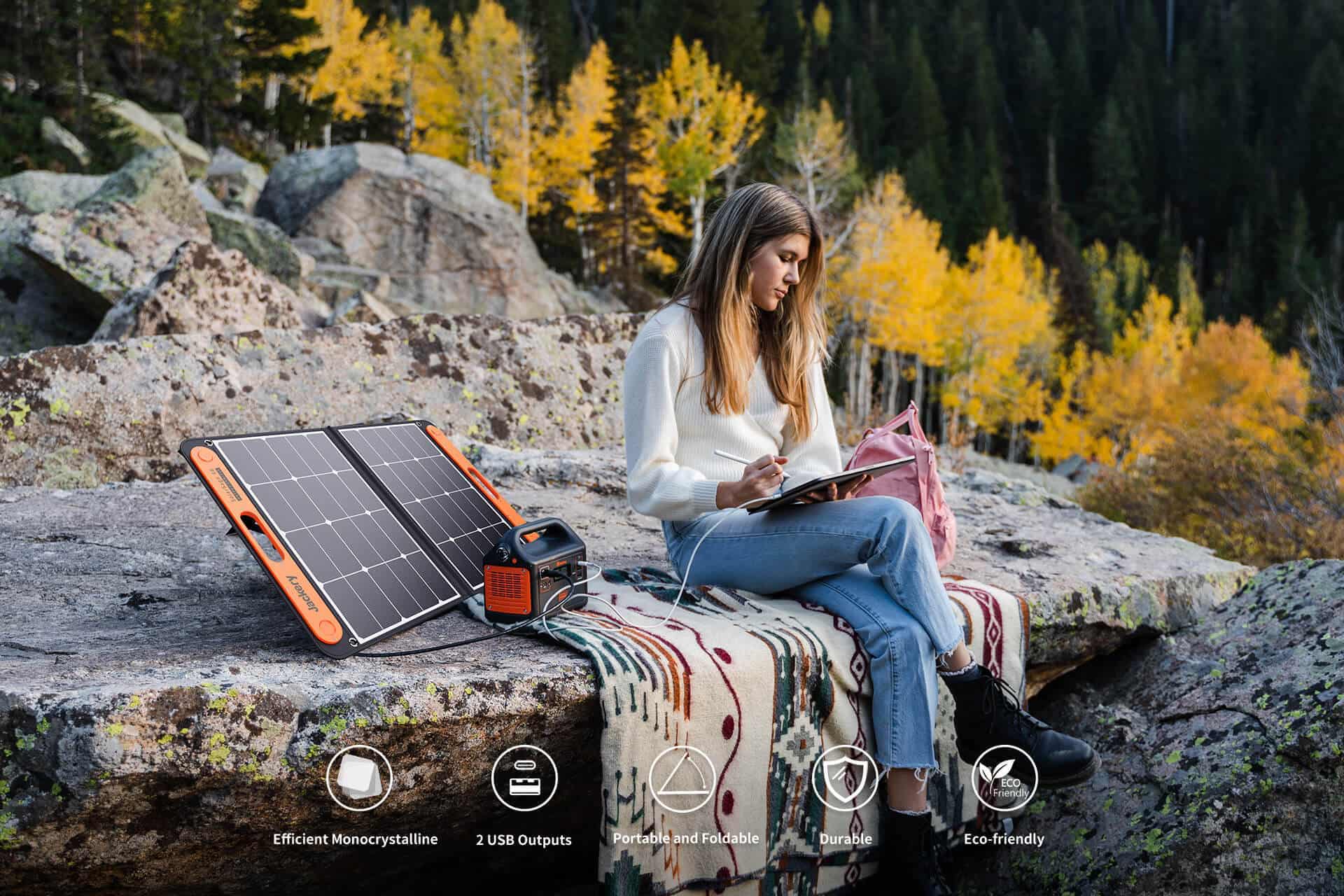 Jackery Solarsaga 100 W Pro Solar Panel for Explorer Portable Solar Portable Foldable Solar Charger for Summer Camping Van Lithium Battery High Conversion Efficiency